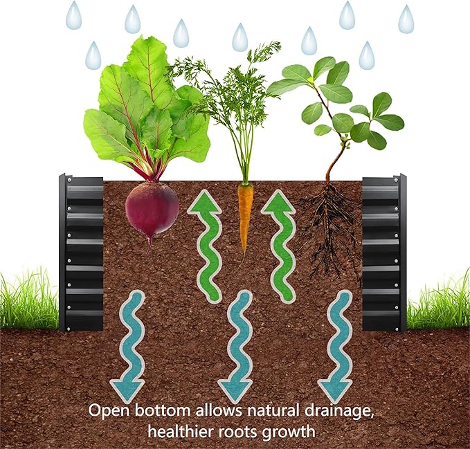 8x2x2FT Metal Raised Garden Bed Kit, Galvanized Outdoor Garden Bed Planter Box for Vegetables, Flowers, Herbs, Succulents and More, Black