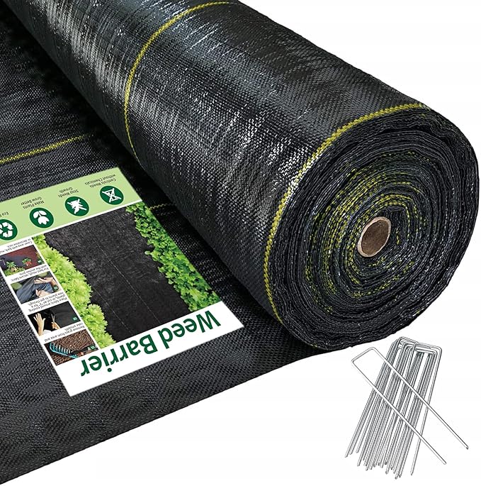 4ft x100ft Black Weed Barrier Landscape Premium Fabric-Heavy Duty Woven Ground Cloth with Superior Permeability Weed Control Convenient Design