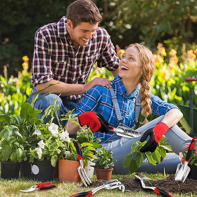 Gardening Tool Set, 8 Pieces Aluminum Heavy Duty Gardening Kit with Ergonomic Handles, Gardening Bag, Ideal Gardening Tool Set - Gifts for Men and Women