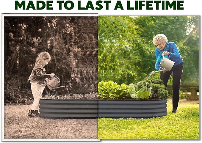 Galvanized Raised Garden Beds Outdoor // 8×2×1 ft Planter Raised Beds for Gardening, Vegetables, Flowers // Large Metal Garden Box (Gray) // Patented Tool-Free Design