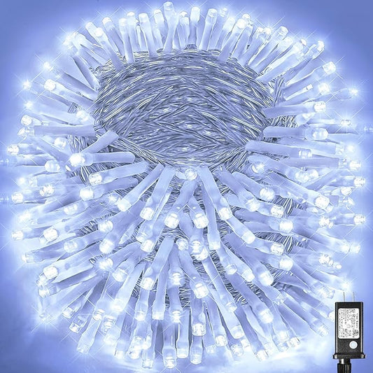 500 LED Christmas Lights Outdoor - 165FT Super Long Christmas String Lights 8 Modes Waterproof Plug in Fairy Lights with Timer Memory for Indoor Xmas Tree Holiday Party House Decorations, Cool White