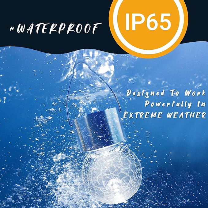 GIGALUMI 16 Pack Solar Outdoor Lights, Solar Hanging Lights for Christmas Decoration-Cracked Glass Solar Lights Outdoor Waterproof for Garden, Yard, Fence, Tree(Cold White)