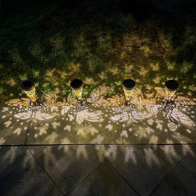 4-Pack Butterfly Outdoor Decor Solar Pathway Lights, Metal Landscape Lighting for Outside Use: Patio, Yard, Lawn, Backyard, Walkway, Driveway – Gifts for Women, Mother, Grandmother