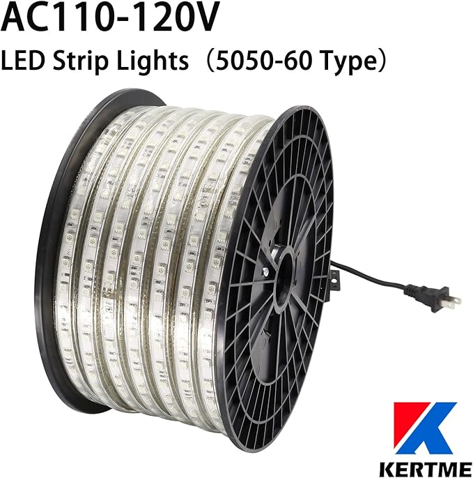 5050-60 Type AC 110-120V White LED Strip Lights, Flexible/Waterproof/Dimmable/Multi-Modes LED Rope Light + 23 Keys Remote for Home/Garden/Building Decoration (32.8ft/10m, White 6000K)