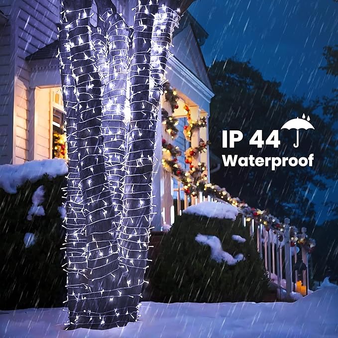 338Ft Christmas Lights Outdoor, 1000 LED Christmas String Lights with 8 Modes, Timer, Waterproof Fairy Twinkle Lights for Christmas Party, Garden, Wedding, Holiday, Xmas Tree Decorations (Cool White)
