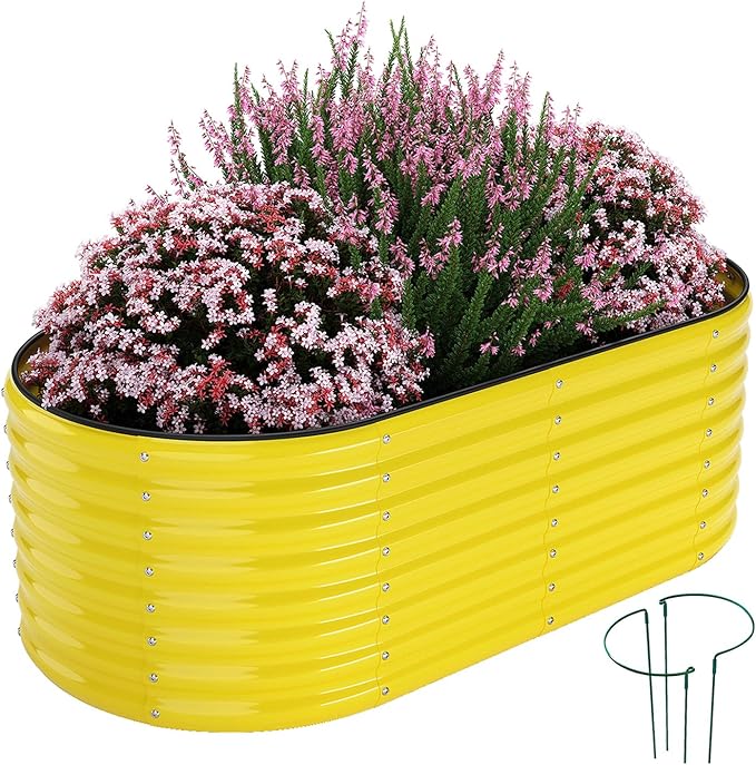 Galvanized Metal Planter Raised Garden Bed Kit for Gardening Outdoor，6x3x2ft Planter Grow Garden Box Raised Flower Bed，Long Vegetable Clearance Herb Raised Garden Beds for Container Gardening