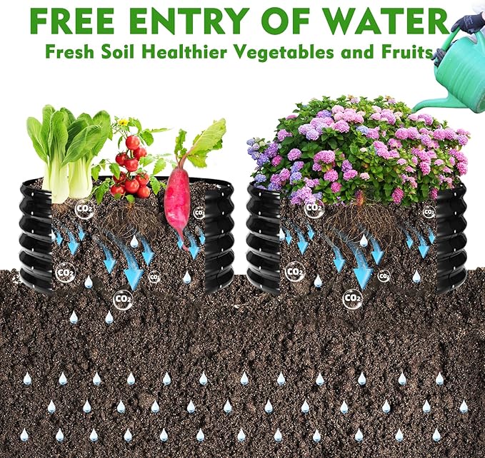 17" Tall Round Outdoor Garden Raised Garden Bed Kits- 0.8MM Thick Metal Raised Planter Bed/Ground Planter Box for Variety of Flowers,Herbs,Vegetables (Black, 32 inches Diameter)