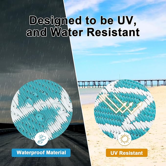 HEBE Outdoor Rug Waterproof 6x9, Reversible Plastic Straw Rug RV Camping Rug, Indoor Outdoor Patio Mat Clearance, Outside Carpet for Porch,Deck,Camper,Balcony,Backyard,Picnic