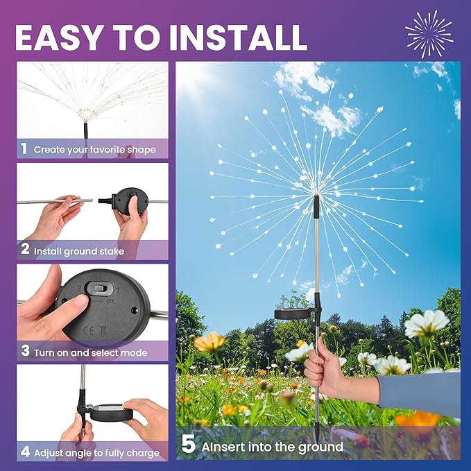 Garden Decor Solar Lights Outdoor,8Pack 120LED Waterproof Colorful Solar Garden Lights Your Outdoor Decoration,Yard, Patio, Porch,Flower Pot,Pathway,Christmas