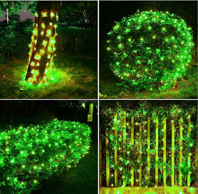 6Ftx4Ft LED Christmas Net Lights Green Wire,Connectable UL Certified Waterptoof Net Lights for Bushes Trees Shurb Garden Outdoor Christmas Decorations
