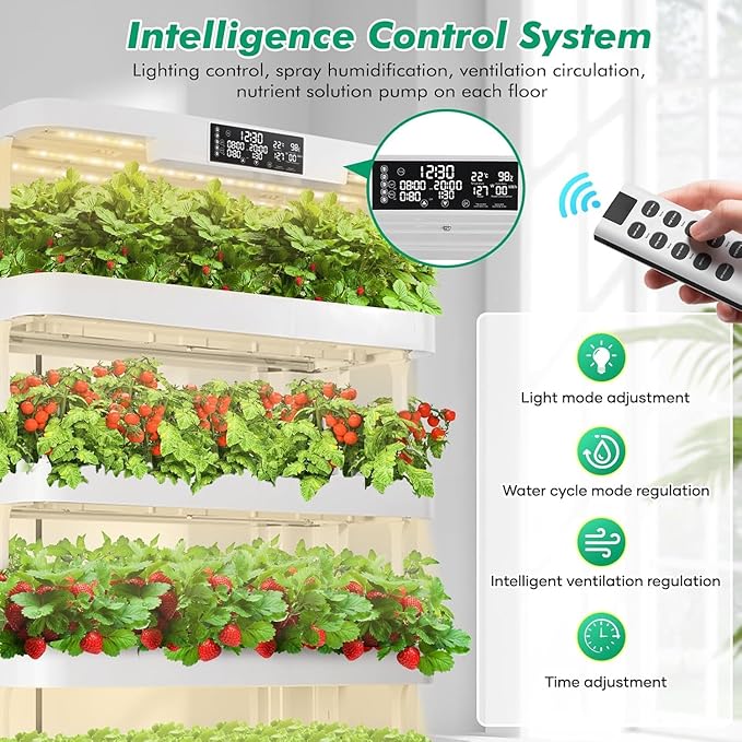 4-Tier Hydroponics Growing System Kit with 130 Pods, Lager Indoor Garden System with LED Grow Light, Automatic Quiet Water Circulation, Food-Grade PP Material Hydroponic Tower for Vegetables