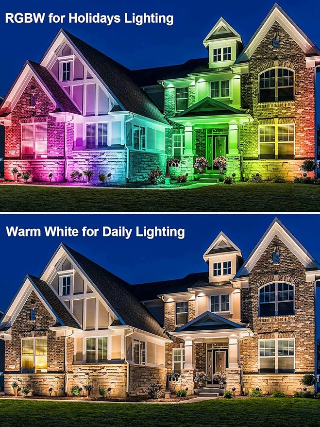 Halloween RGBW Outdoor Spotlights for Yard,10W Color Changing Landscape Lights with Remote Control 120V LED Landscape Lighting Waterproof Spotlight with Plug Tree Garden Path Decoration (2Pack)