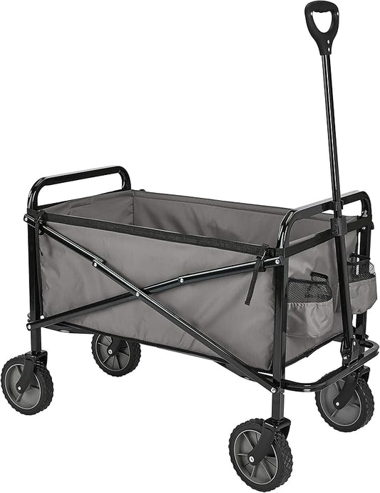 Amazon Basics Collapsible Folding Heavy Duty Utility Wagon for Outdoor Sports, 265 pounds Weight Capacity, Camping, Garden, and Shopping, 27.6 x 40.9 x 20 inches, Gray