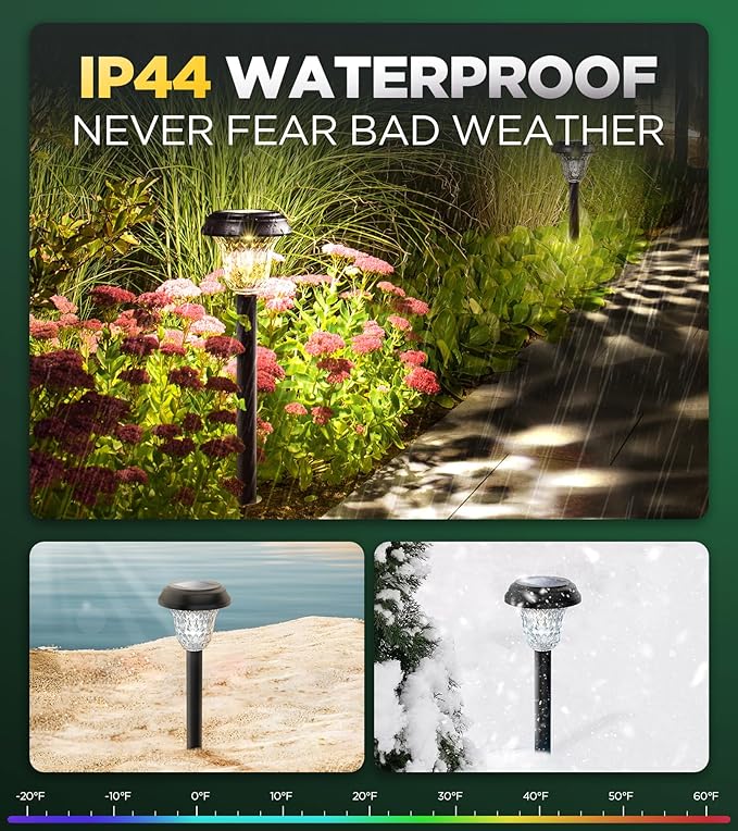10 Pack Ultra Bright Solar Lights Outdoor Waterproof, from Dusk to Dawn Up to 12H Solar Light for Outside, Auto On/Off Solar Powered Garden Pathway Lights, Landscape Lighting (Cold White)