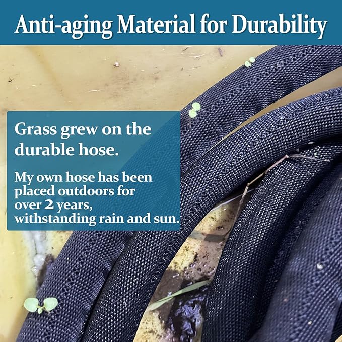 Garden Hose 25ft, Made of TPE(Not PVC), Ultra-Light & Flexible Water Hose with Solid Brass Fittings, Non-Shrinking, Easy to Storage, Drinking Water Safe Material, All-weather, SeaBlue