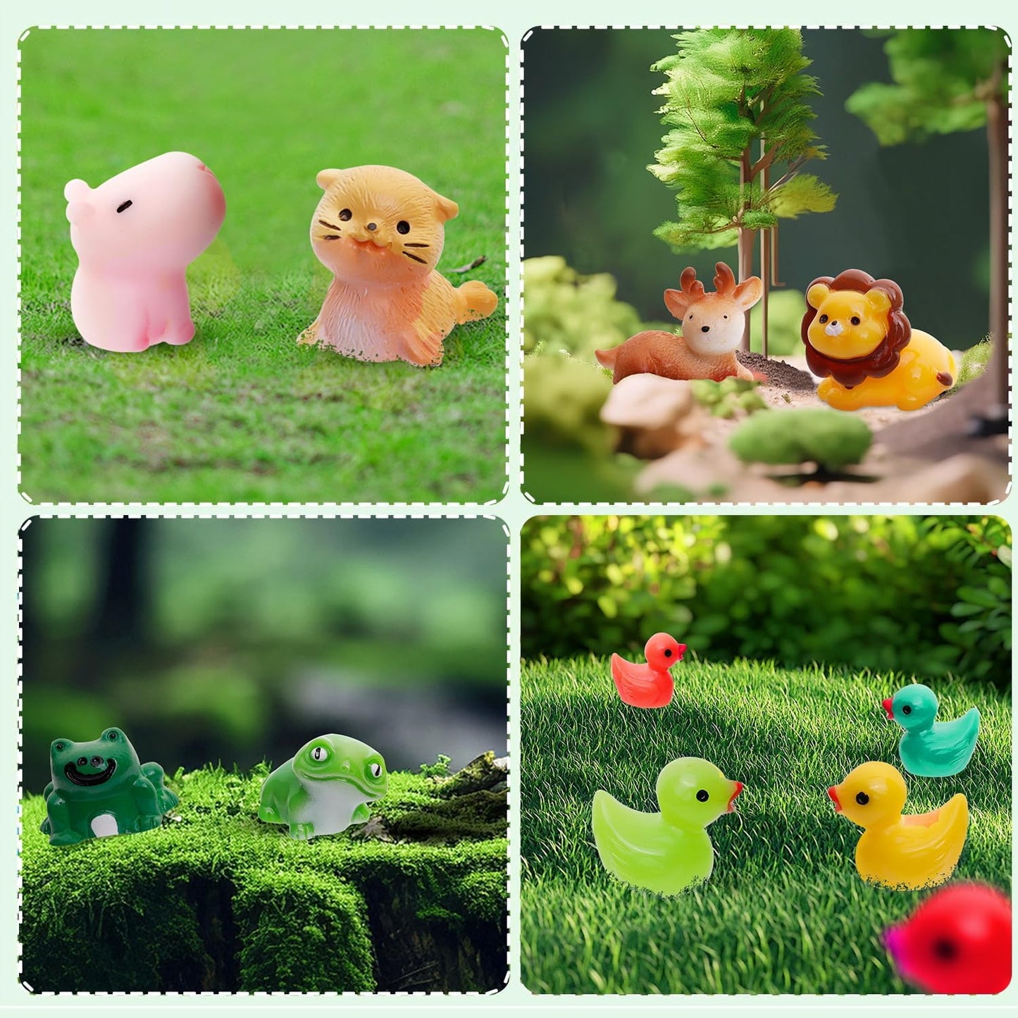 80 Pcs Mini Resin Animals 80 Styles Resin Animals Figurines Bulk for Fairy Garden Miniature Dollhouse Accessories Hide Crafts Decor
