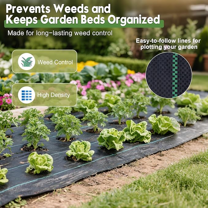 4FTx300FT Weed Barrier Fabric Heavy Duty, Gardening Landscape Fabric Cover Mat, Durable Weed Control Fabric for Garden Bed Cover, Landscaping, Commercial Driveway, Underlayment Use (4x300FTT-3.2OZ)