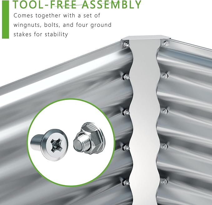 6x2x2FT Galvanized Raised Garden Bed,Planter Raised Beds-Metal Garden Box,Large Plant for Outdoor Planting, Vegetables Bed,Flower,Herb-Sliver