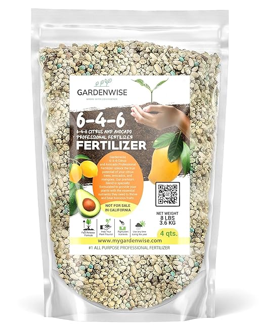 6-4-6 Avocado and Citrus Tree Professional Fertilizer Plant Food for Outdoor/Indoor Gardening; Quick-Release Nitrogen Fertilizer; Orange, Lime, Avocado and Lemon Tree Fertilizer (4 QUARTS)