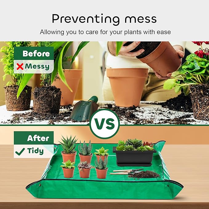 GROWNEER Bonsai Training Pots 3 Packs 9Inch with Drainage Humidity Trays, Bonsai Tree Starter Kits with 1 Repotting Mat, Growing Planter Set for Garden, Yard, Balcony, Office, Living Room