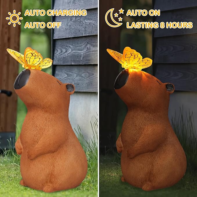 Garden Solar Outdoor Statues Capybara Light, Attivolife Outside & 7 Color Change Lamp, Patio Easter Ornament for Lawn Balcony Porch Yard Art Decor, for Mom Grandma
