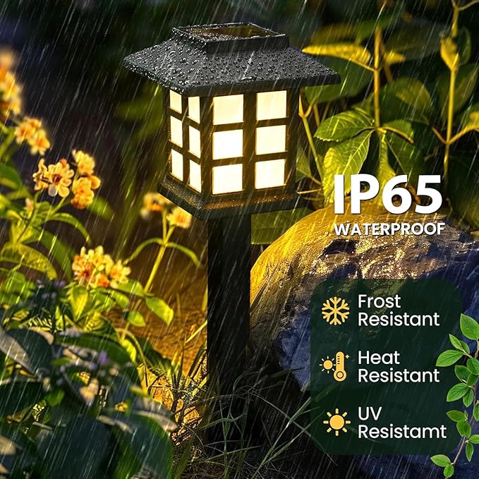 GIGALUMI Solar Outdoor Lights，6 Pack LED Solar Lights Outdoor Waterproof, Solar Walkway Lights Maintain 10 Hours of Lighting for Your Garden, Landscape, Path, Yard, Patio, Driveway