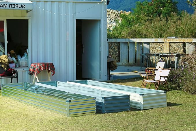 12x2x1FT Galvanized Raised Garden Beds Kit Large Outdoor Metal Gardening Planter Box for Vegetable Elevated Flower Herbs, Silver