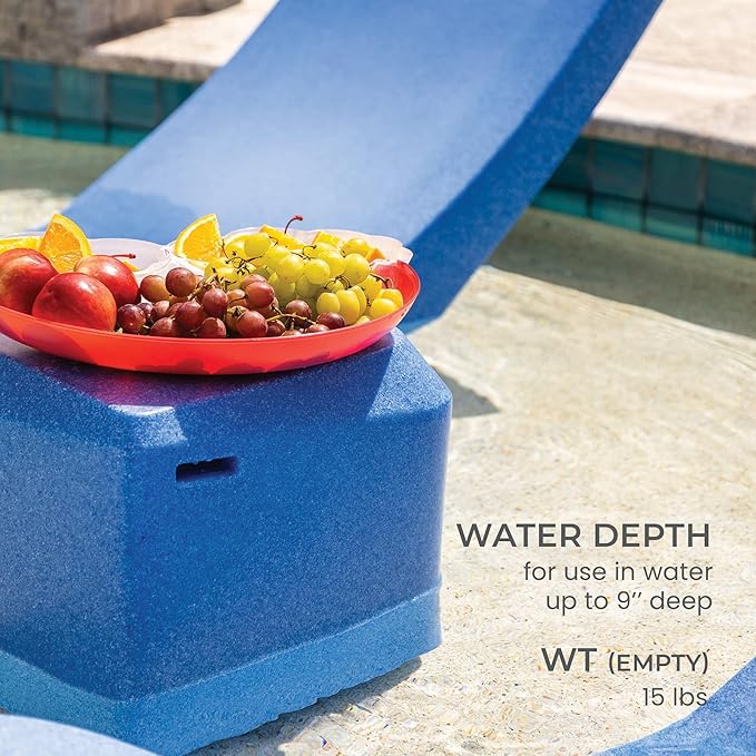 Aqua Outdoors - Small Side Table - for Inside Pool, Sun Shelf & Patio Surfaces - Designed for Shallow Shelves Up to 10” - Compatible with All Pool Types - Poolside & Sun Deck Tanning - White Granite