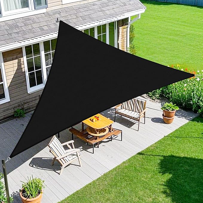 Amagenix Sun Shade Sail 18'X18'X25.5' Curved Edge Outdoor Shade Canopy Black Breathable 95% UV Block Shade Cloth for Patio Garden Backyard (We Make Custom Size)
