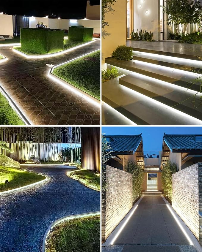 32.8FT 600LED Solar LED Strip Lights Outdoor, Outdoor String Lights Waterproof, 8 Modes Solar Rope Lights with Remote for Step, Stair, Deck, Fence, Patio,Yard Decor (Cool White, 32.8 FT)