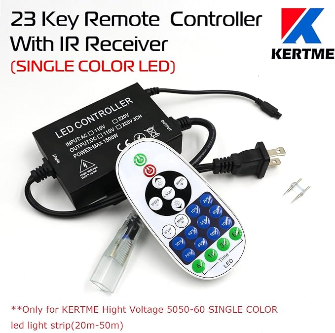 5050-60 Type AC 110-120V LED Strip Lights, Flexible/Waterproof/Dimmable/Multi-Modes LED Rope Light + 23 Keys Remote for Home/Garden/Building Decoration (98.4ft/30m, Warm White 3500K)