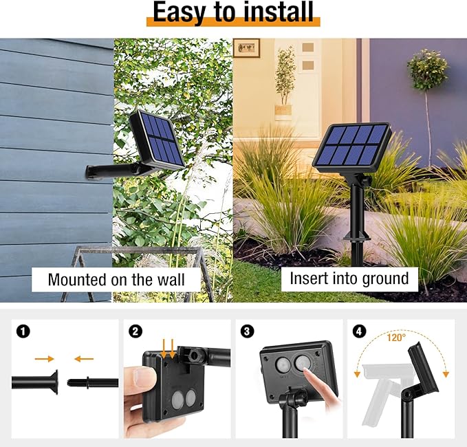 4 Pack Solar String Lights Outdoor - 320LED 132FT Solar Fairy Lights Outside Waterproof with 8 Modes, Copper Wire Twinkle Solar Outdoor Lights for Garden Yard Tree Christmas Wedding Decor, Cool White