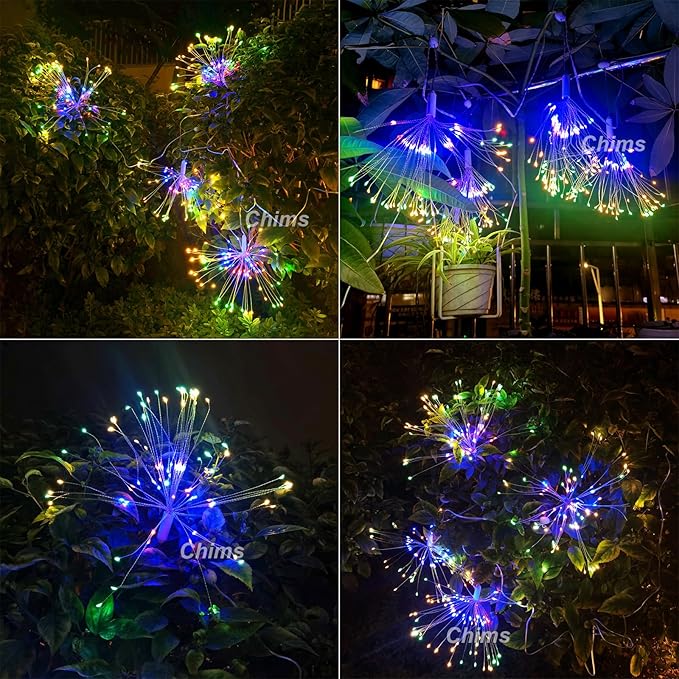 4 Pack Star Firework LED Light Tree Lights Hanging Fairy Light with Remote Colorful RGB Lighting Star Sphere Lights Decoration Lights for Bedroom Patio Tree Outdoor Party Christmas Decor Bar