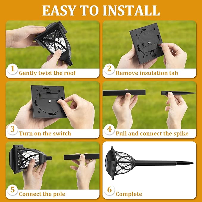 GIGALUMI Solar Lights Outdoor Waterproof, 8 Pack LED Solar Garden Lights, Solar Lights for Outside, Garden Decor for Yard, Patio, Landscape, Planter, Walkway (Warm White)