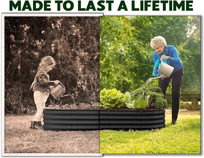 Galvanized Raised Garden Beds Outdoor // 4×2×1 ft (2-Pack) Planter Raised Beds for Gardening, Vegetables, Flowers // Large Metal Garden Box // Patented Tool-Free Design (Black)