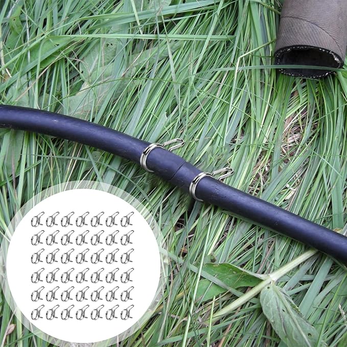 1/4 Tubing Clamp, 1/4"Double Wire Spring Hose Clamp, Irrigation Hose Clamp, Hose Tubing Clamps, 100 Double Line Hose Tube Spring Clamp, Irrigation Kit Connector Clamp, Metal Water Hose Clamps