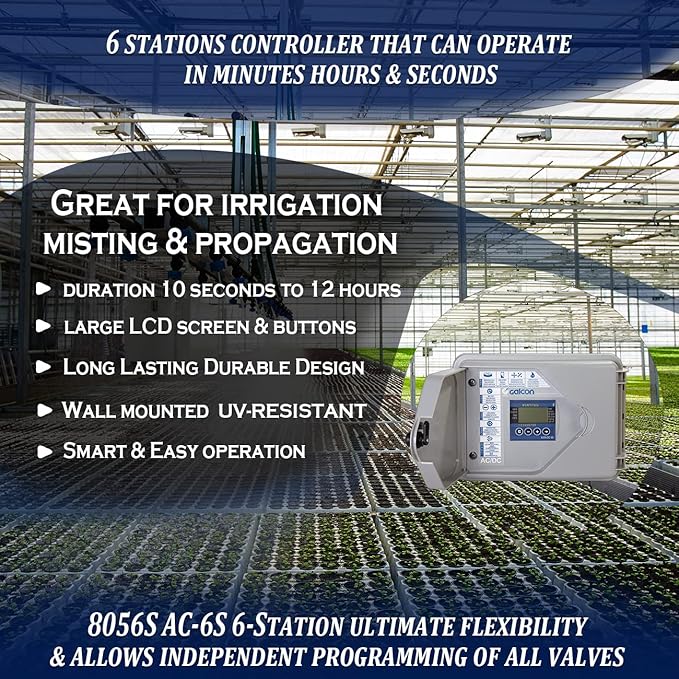 Galcon 8056S AC-6S 6-Station Indoor Irrigation or Outdoor Controller-Seconds Operation
