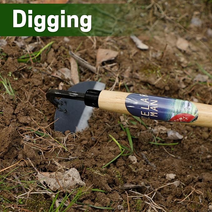 Garden Weeding Sickle/Hand Hoe, Gardening Cutting Grass Sickle, Japanese Sickle Style Hand Weeder Tool with Thick Blade&Wooden Handle