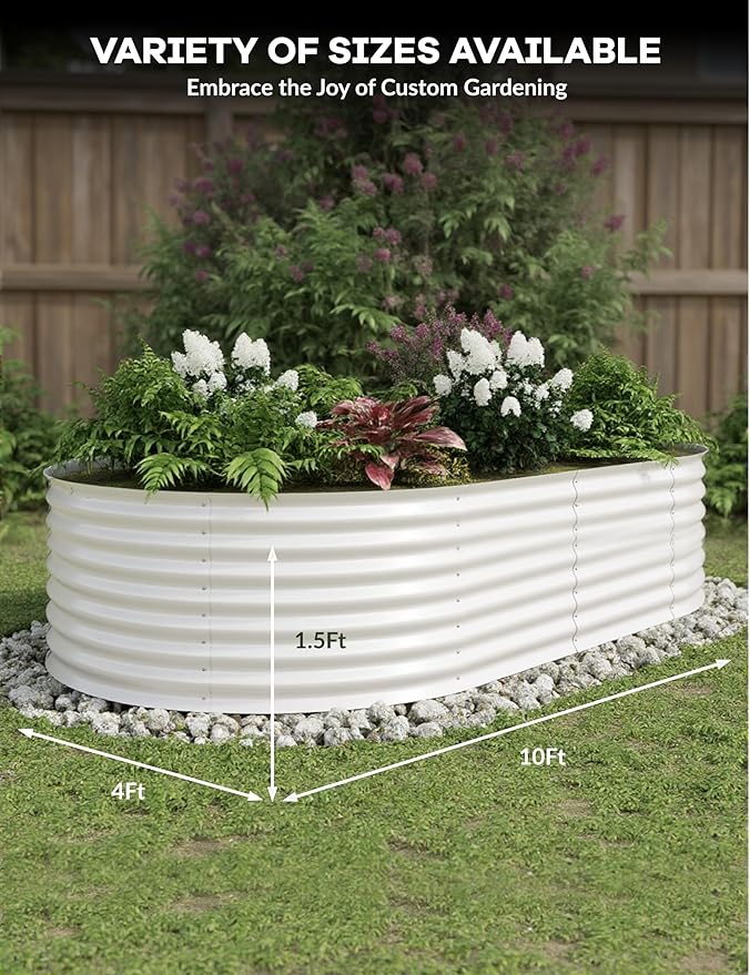 10x4x1.5ft Raised Garden Bed,Galvanized Raised Planter Boxes Outdoor with Easy Assembly, Large Garden Bed for Vegetables, Fruits, Flower,Raised Garden Bed,Beige