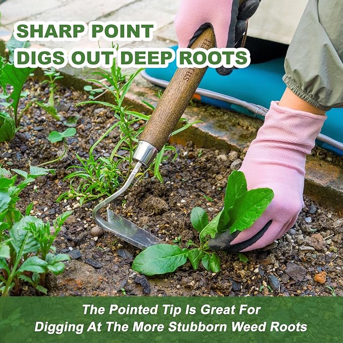 Haliaeetus Gardening Sickle Hoe, Japanese Bent Angle Weeding Sickle, Stainless Steel Weed Hoe Scraper