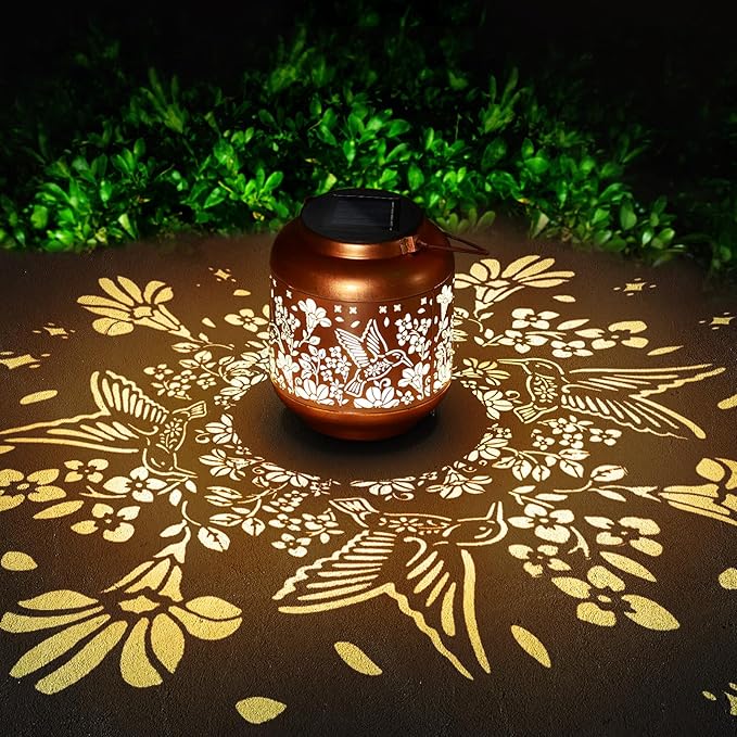 Gifts for Mothers Day Women Mom Grandma Solar Lantern Outdoor Waterproof Hummingbird Garden Decor Hanging Solar Lights Yard Decorations Outdoor, Birthday Gifts for Mom, Backyard, Patio, Porch
