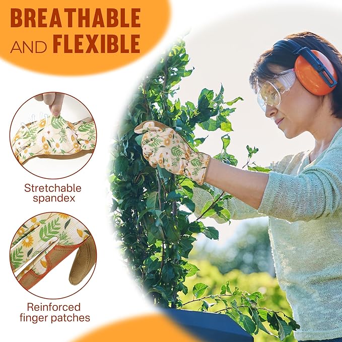 HANDLANDY Women Safety Work Gloves Utility Touch Screen Working Grip Glove for Yardwork Gardening Breathable Mechanic Gloves