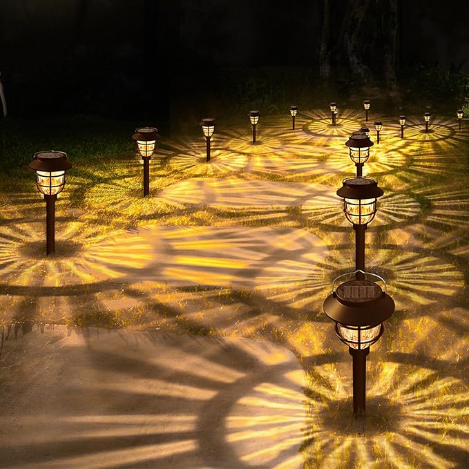 10 Pack Solar Pathway Lights Outdoor - Bright Solar Powered Garden Lights with 3000K Warm LED, Auto On/Off Waterproof Path Lights Decorative, Landscape Lighting for Yard Patio Walkway Driveway