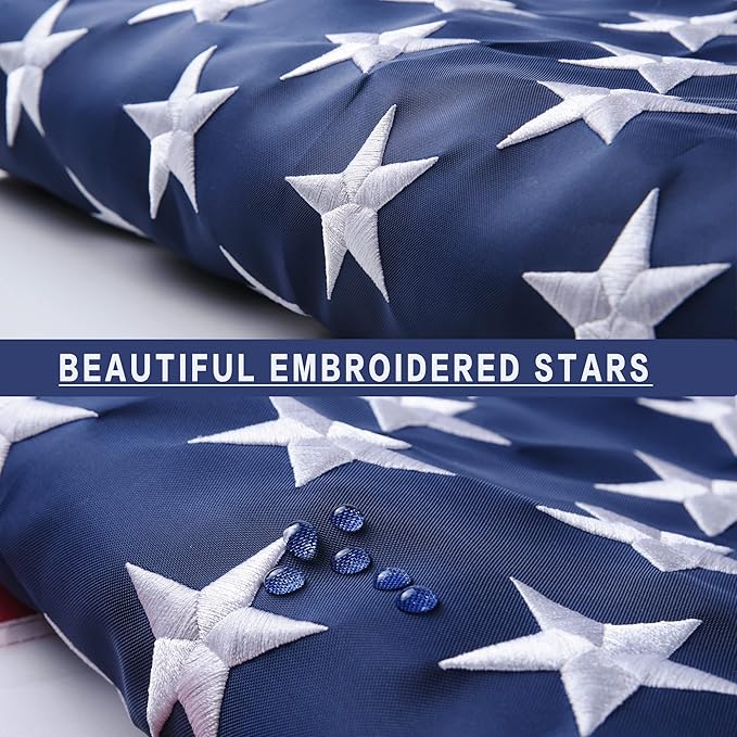 American Flag 8x12 Outside, US Flags for Outdoor Indoor, Heavy Duty Durable, Deluxe Embroidered Stars, Brass Grommets, Sewn Stripes, Vivid Color, Fade Resistant and waterproof
