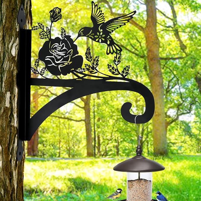 Hanging Plant Hanger Bracket Plant Hooks for Hanging Baskets Heavy Duty Decorative Hummingbird Silhouette Wall Mounted Hanging Plant Hangers Outdoor for Flower Pot Bird Feeder Wind Chimes
