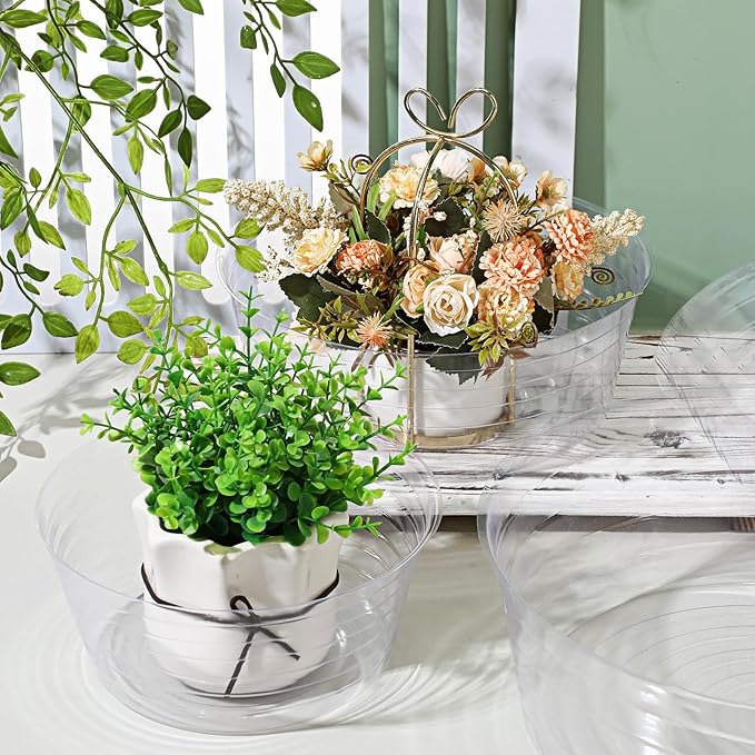 Hoolerry Plastic Plant Saucer Clear Deep Drip Tray Thickened Clear Plant Saucers Trays for Pots Deep Drip Trays for Home Garden Indoor and Outdoor Potted(20 Pcs,6, 8, 10, 12 Inch)