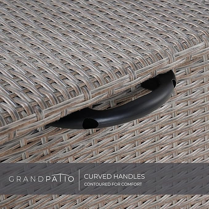 Grand patio 108 Gallon Deck Storage Box Indoor Outdoor Wicker Bin for Patio Furniture Cushions Garden Tools Pool Accessories, Greige