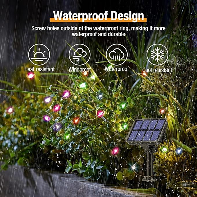 4 Pack Solar String Lights for Outside - 320LED 132FT Solar Fairy Lights Outdoor Waterproof 8 Modes, Copper Wire Solar Powered Twinkle Lights for Tree Garden Christmas Wedding Party Decor, Multicolor