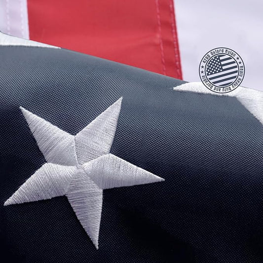 American Flag 15x25 Ft, Outdoor Premium US Flags, Heavy Duty Durable, 420D Oxford Nylon, Embroidered Stars, Brass Grommets