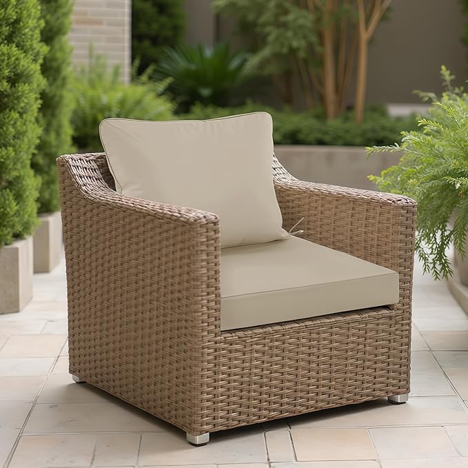 19"x19" Outdoor Cushion for Patio Furniture – Water-Repellent & Fade-Resistant Patio Chair Cushion for Garden, Deck, or Porch – Cream